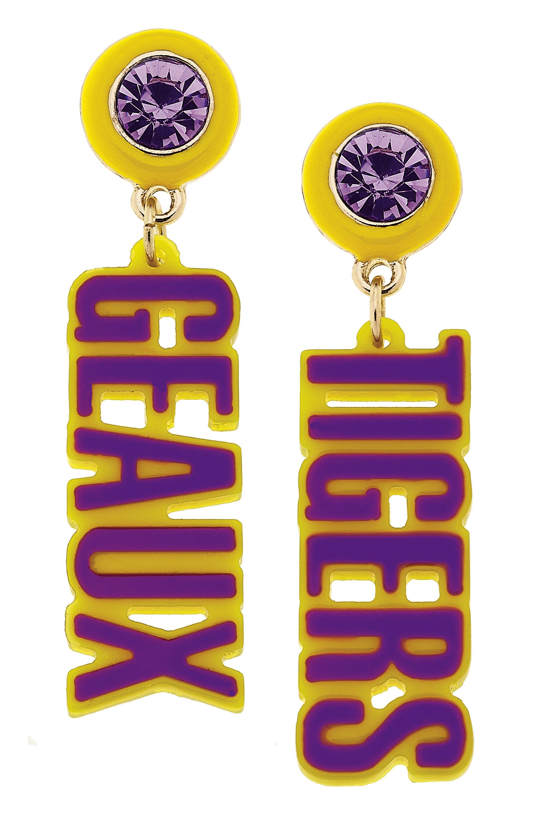 LSU Resin Letter Earrings