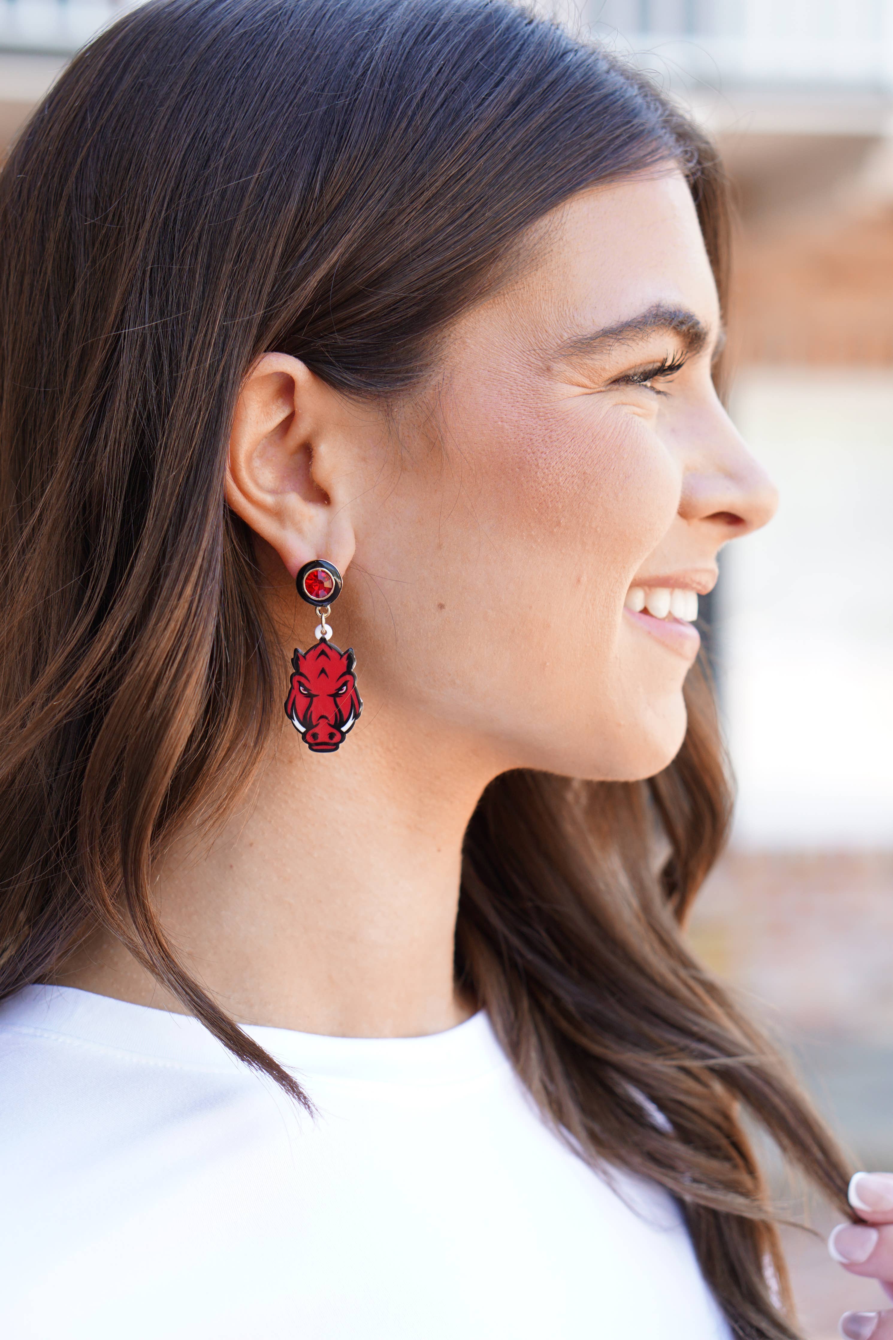 Arkansas Hog Resin Mascot Earrings Earrings