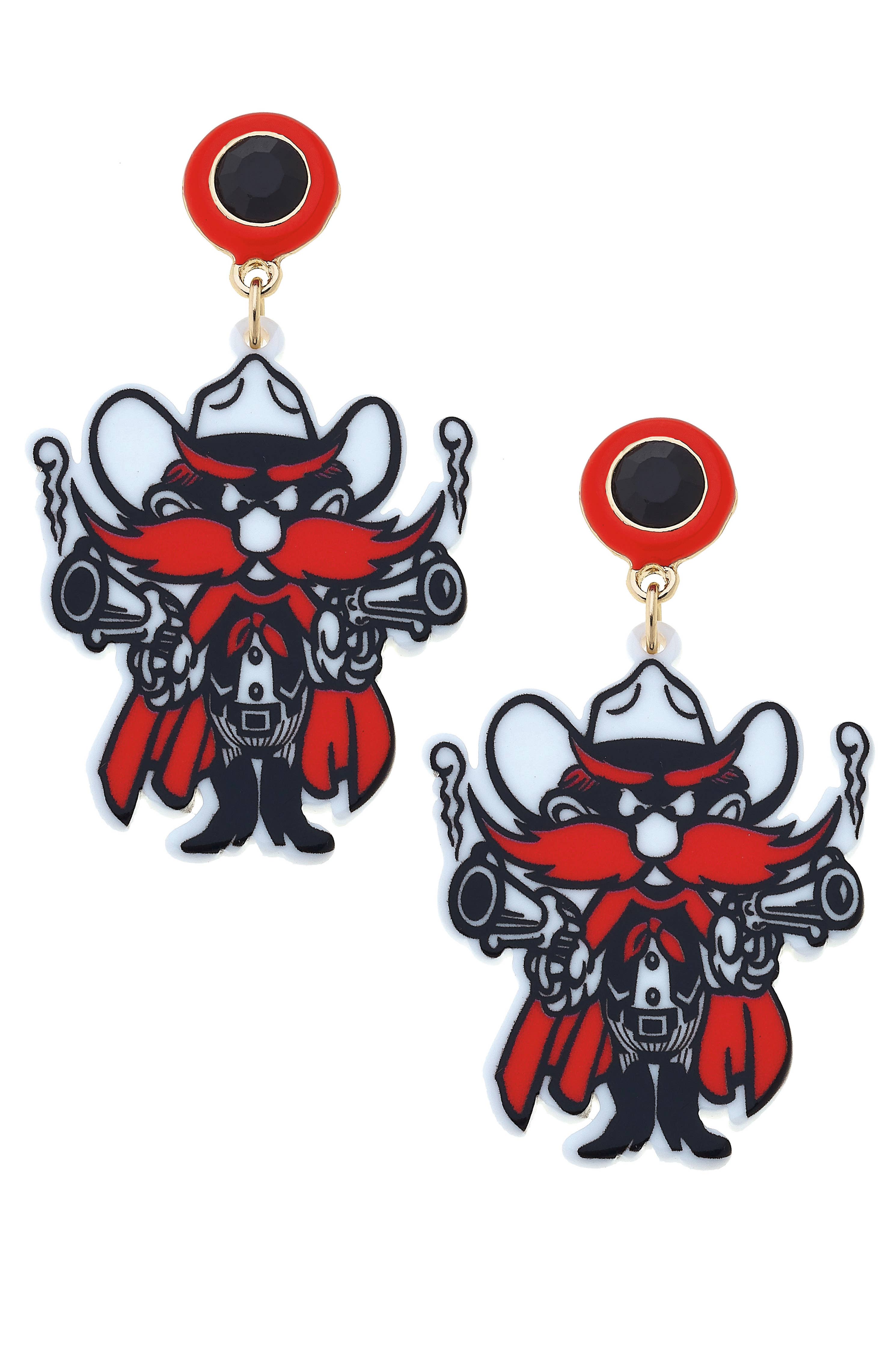 Raider Red Resin Mascot Earrings