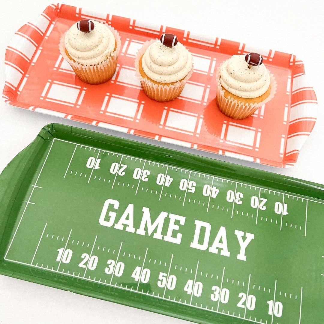 Orange Plaid Gingham Melamine Party Tray