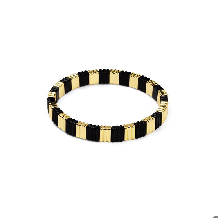 Black Ribbed Stretch Bracelet