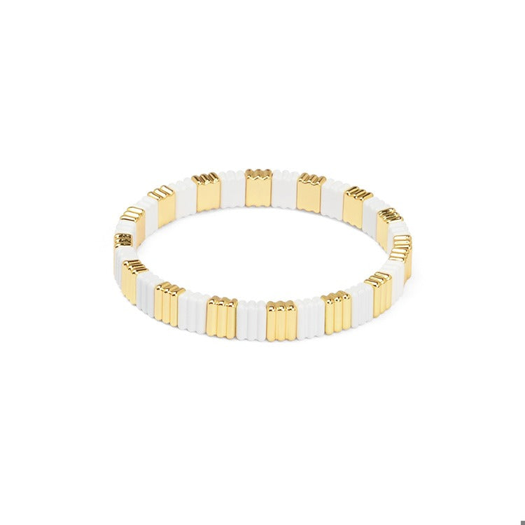 White Ribbed Stretch Bracelet