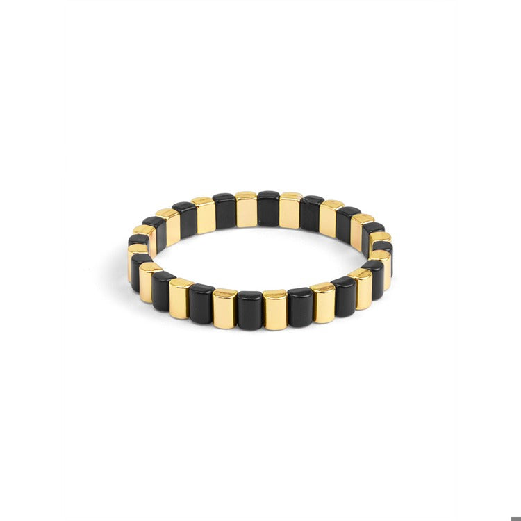 Black Enamel Stretch Bracelet