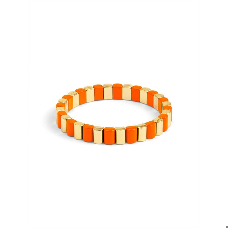 Orange Enamel Stretch Bracelet display picture 2