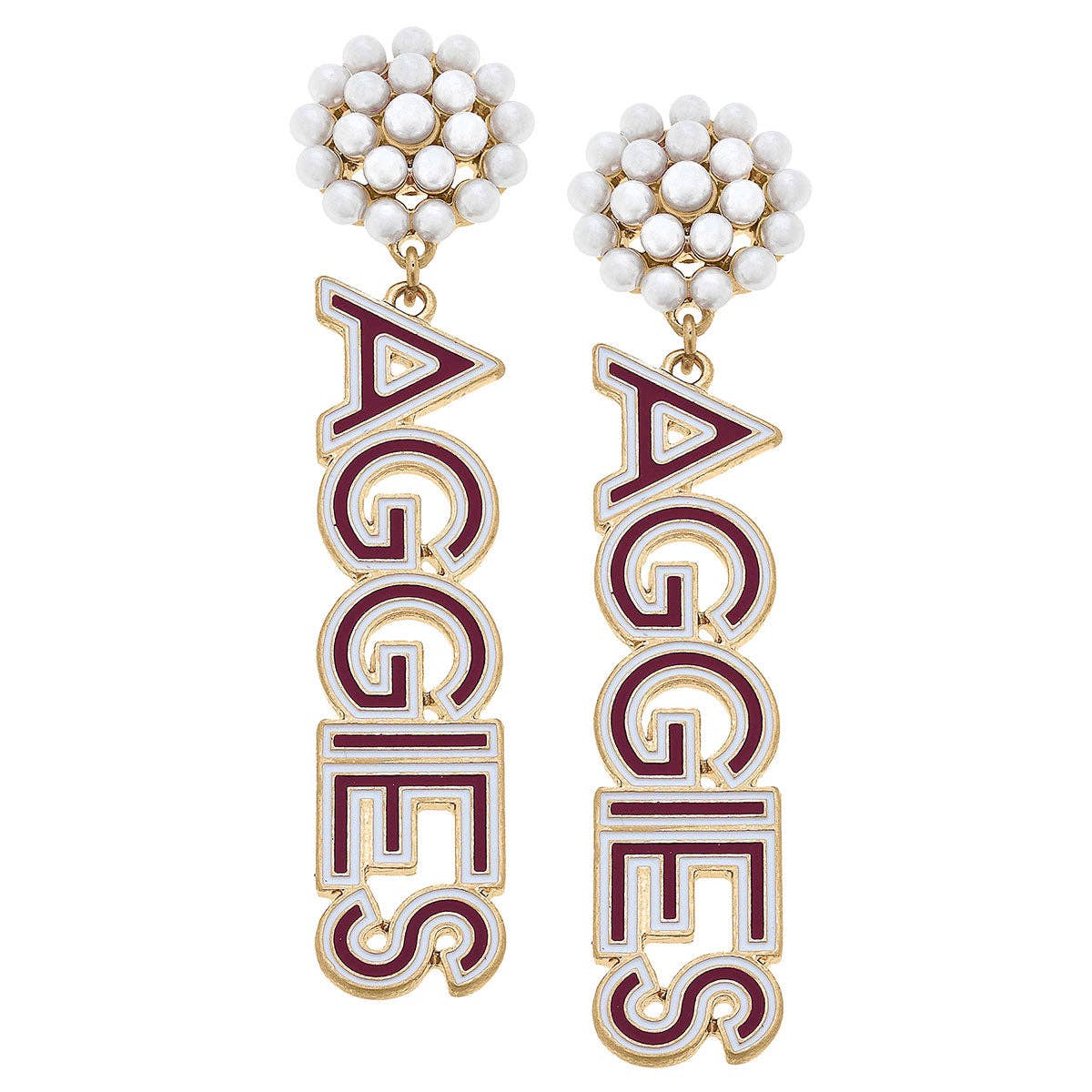 Texas A&M Pearl Cluster Earrings