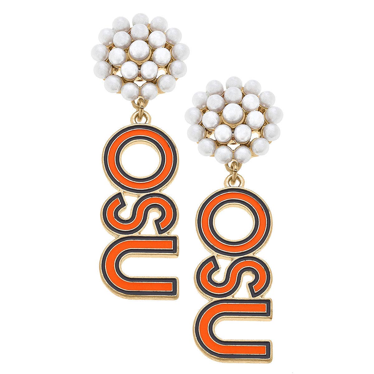 OSU Pearl Cluster Earrings