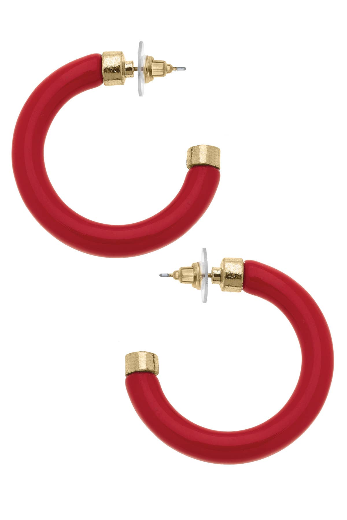 Hillary Resin Hollow Hoop Earrings: Red