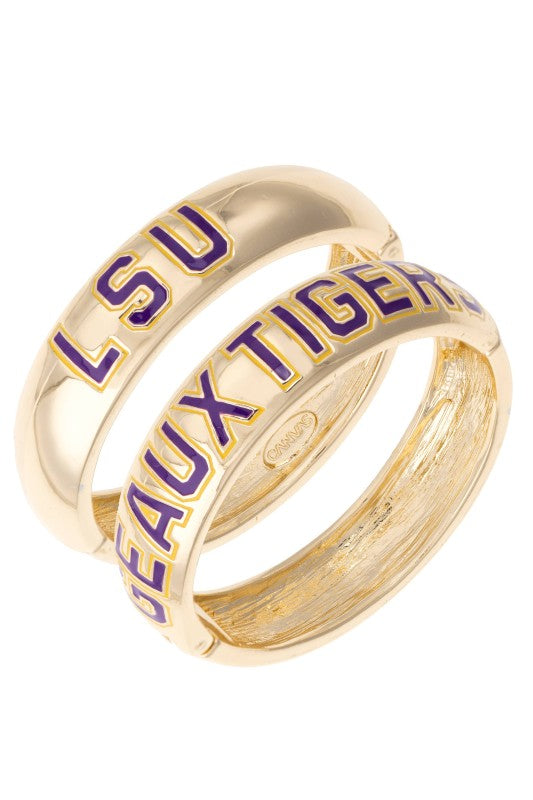LSU Polished Metal Hinge Bangle