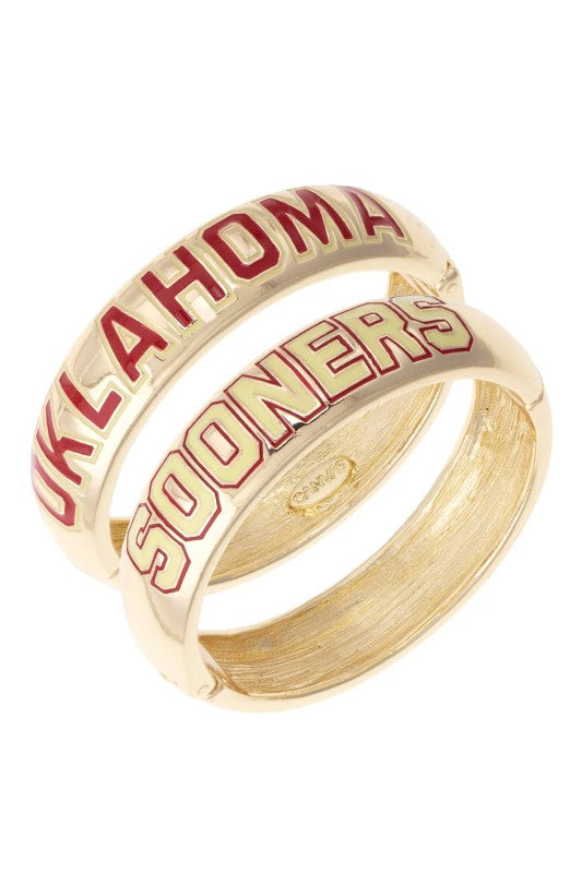 Oklahoma Sooners Polished Metal Hinge Bangle