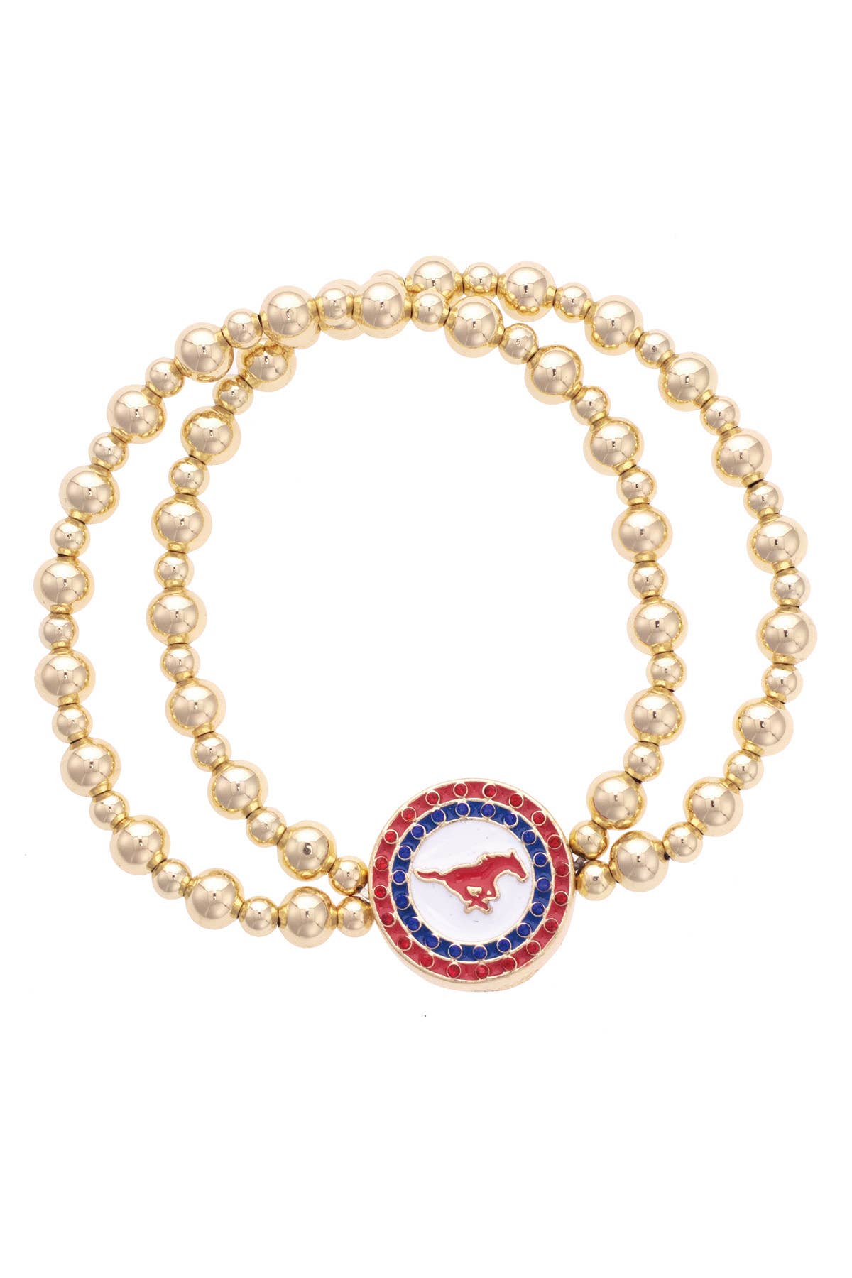SMU  Pave Disc 2 Row Bracelet
