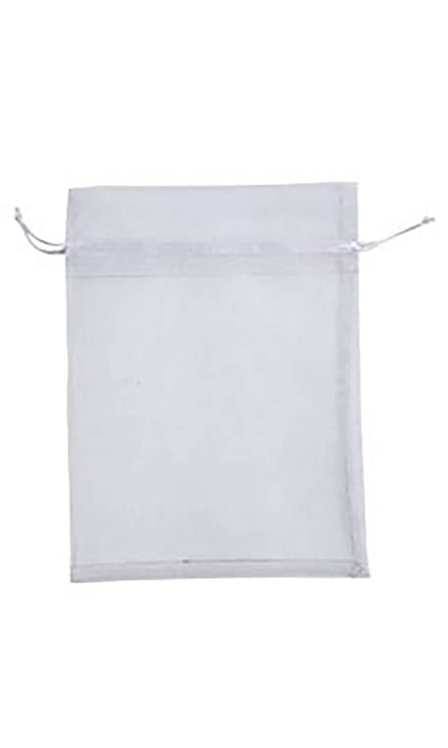 Organza Drawstring Pouch: Silver / Pack of 10 / 5" x 7"
