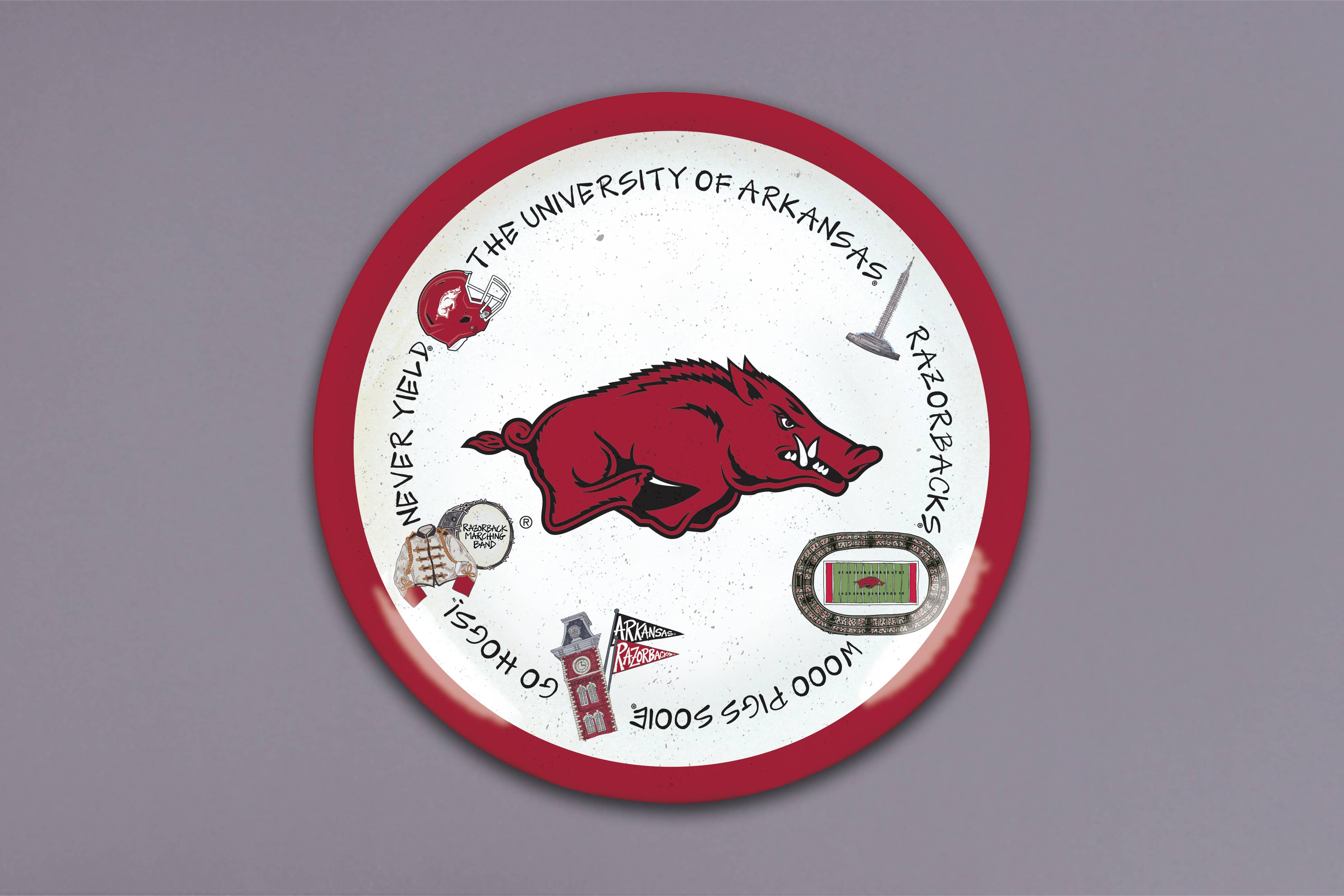 Arkansas Razorbacks Melamine Round Charger Plate