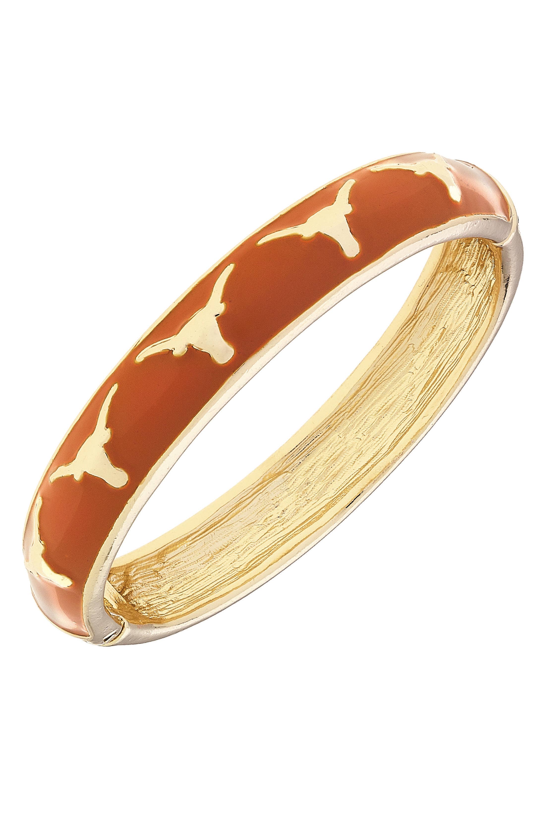 Bangle with gold and orange design on a white background