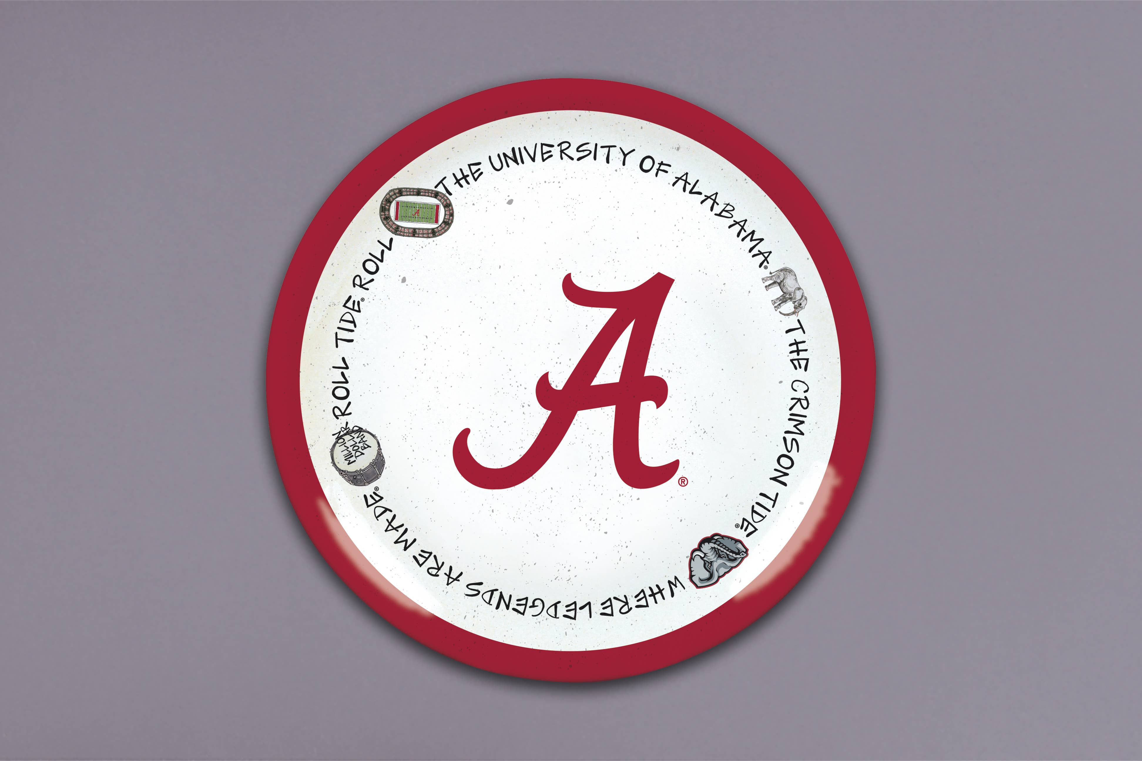 Alabama Crimson Tide Melamine Round Charger Plate
