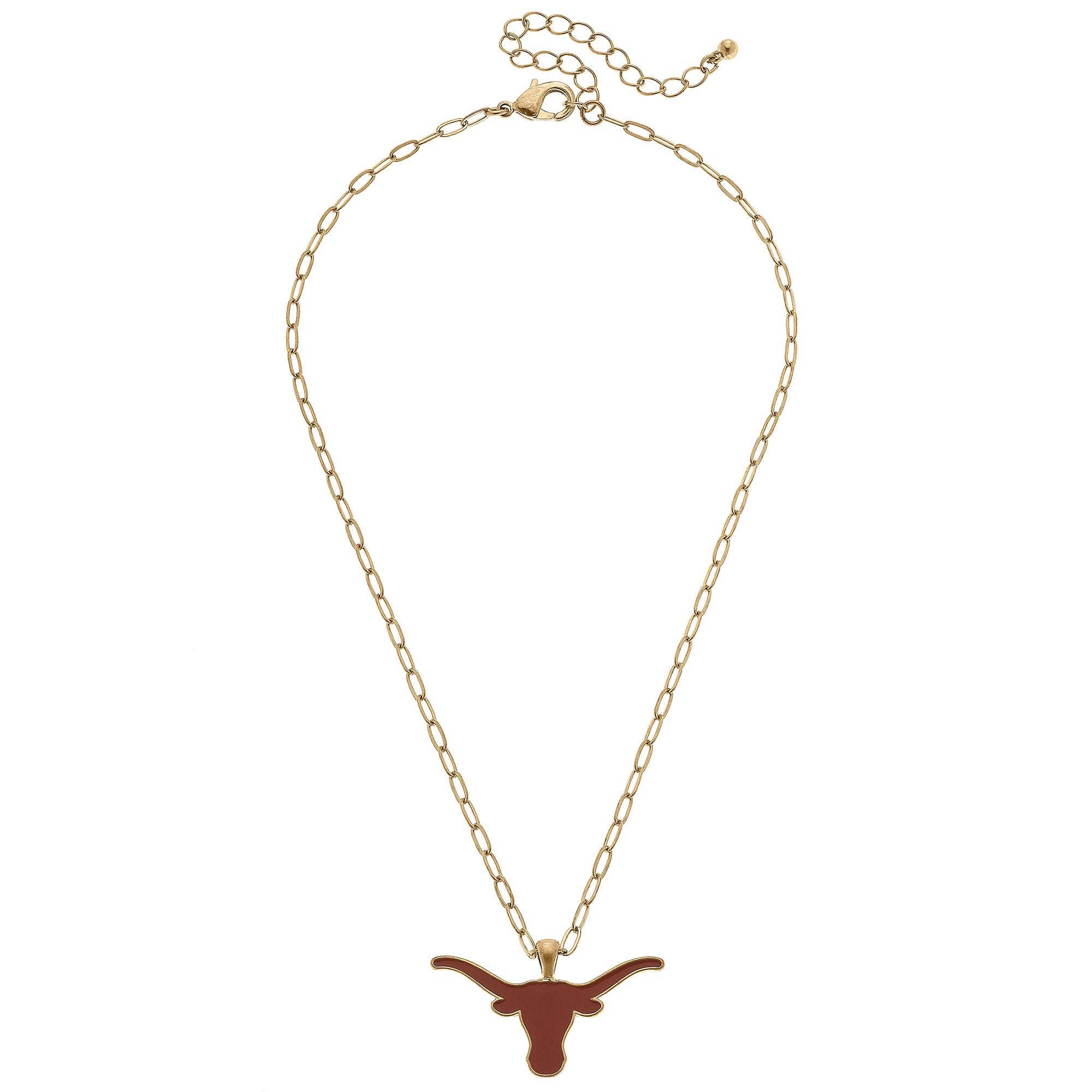 Texas Longhorns Enamel Pendant Necklace in Burnt Orange