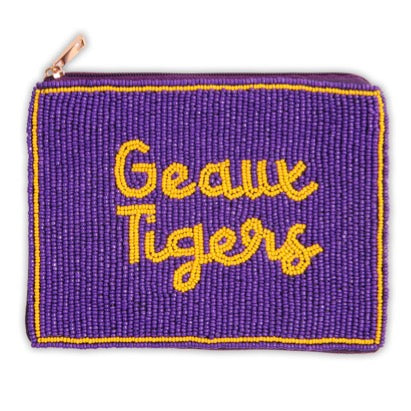 LSU Beaded Pouch