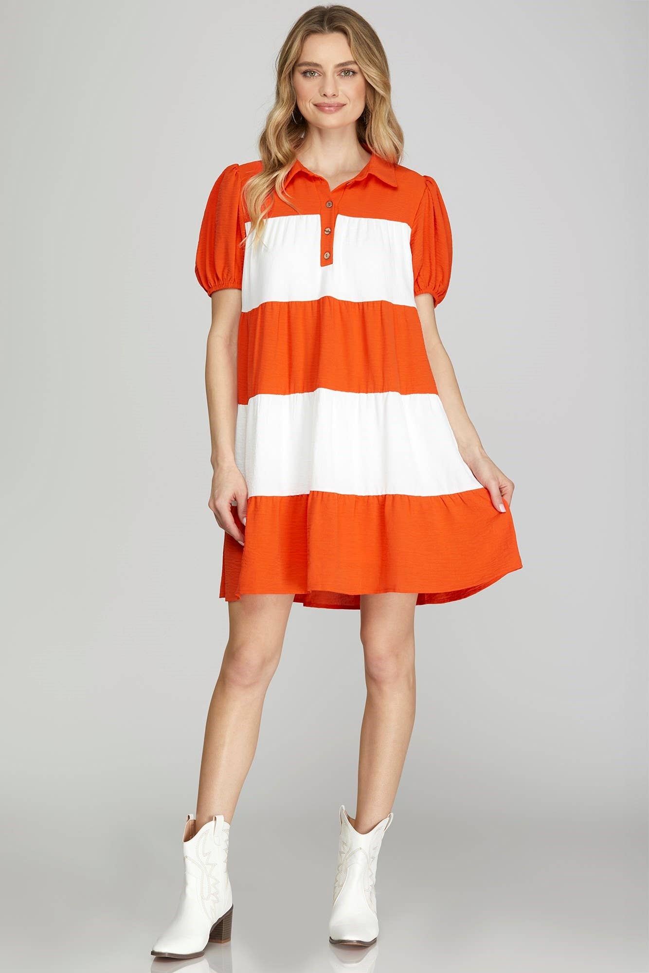 Game Day Orange Short Sleeve Dress