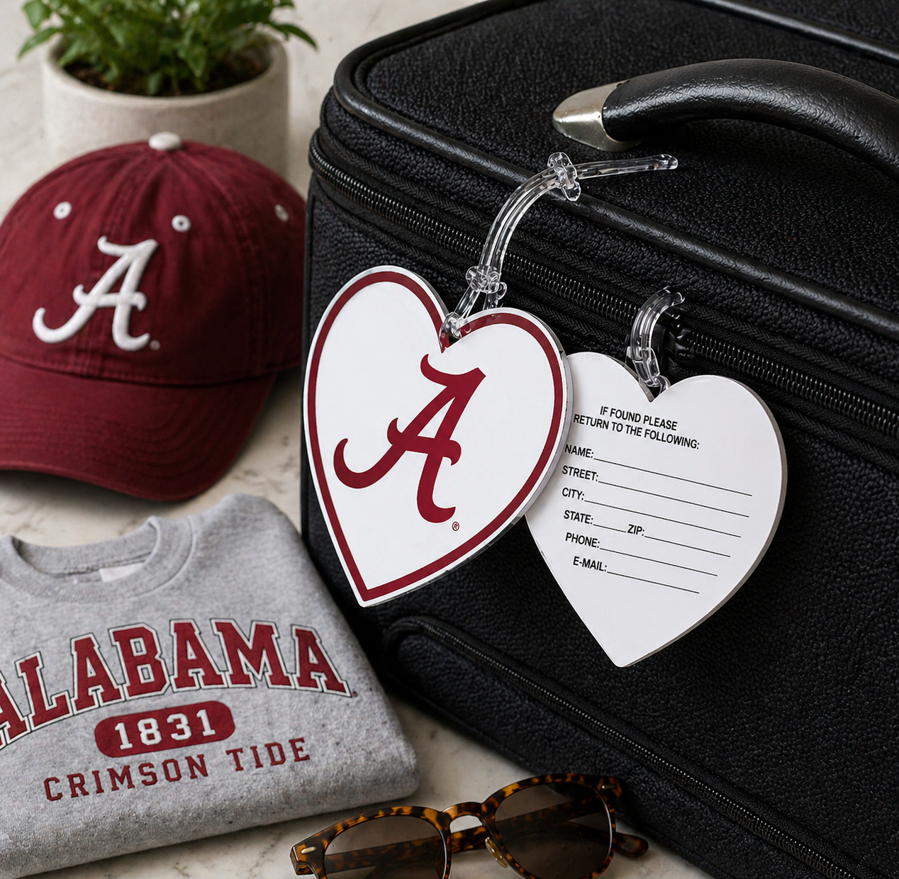 Alabama Heart Luggage Tag