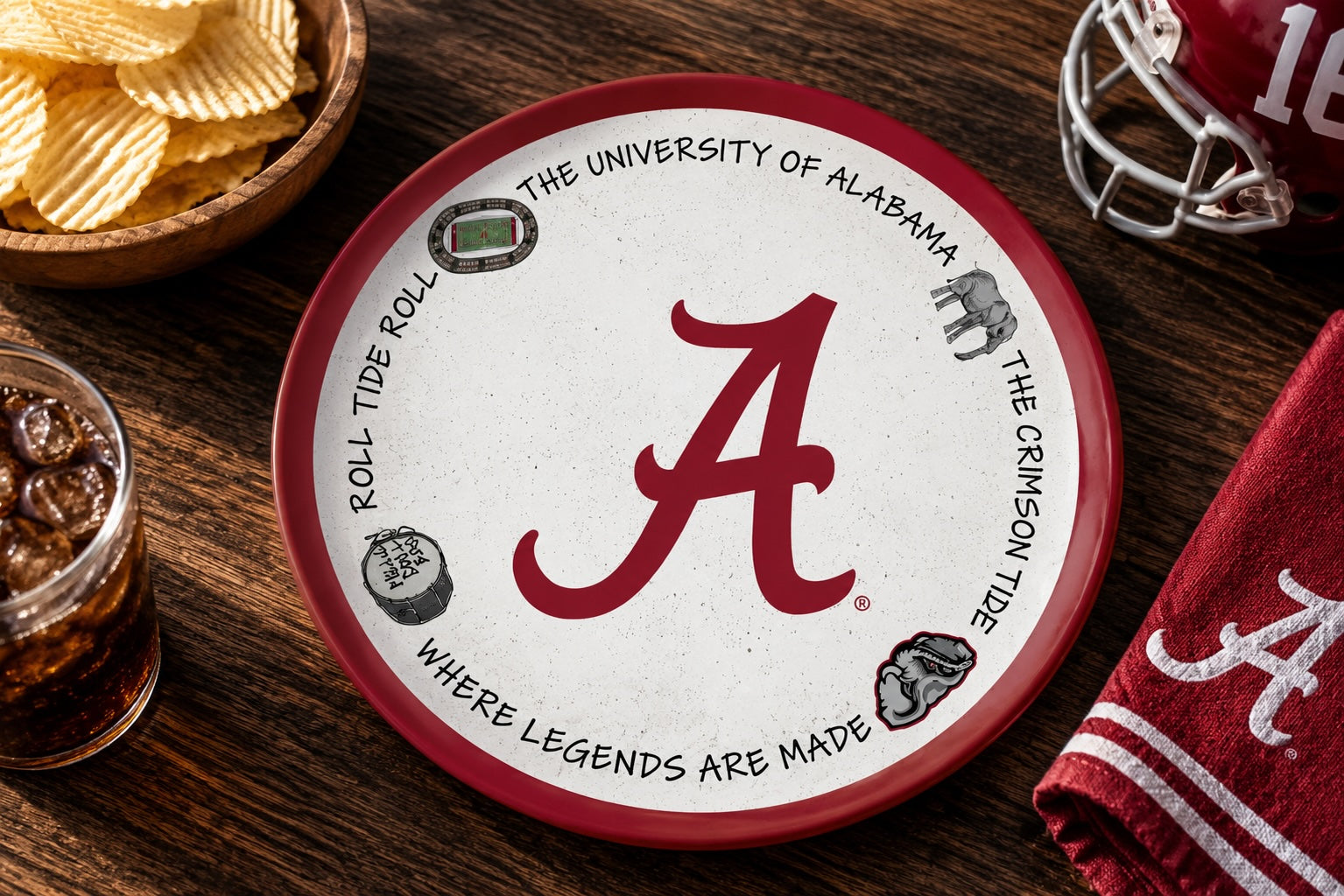 Alabama Crimson Tide Melamine Round Charger Plate