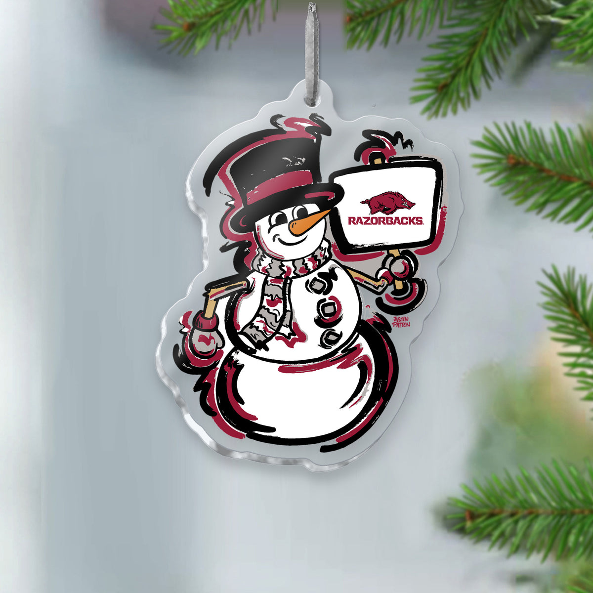 Arkansas Snowman Ornament