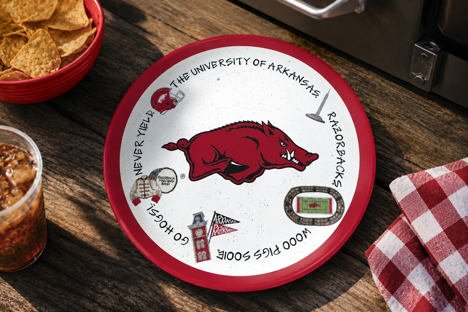 Arkansas Razorbacks Melamine Round Charger Plate