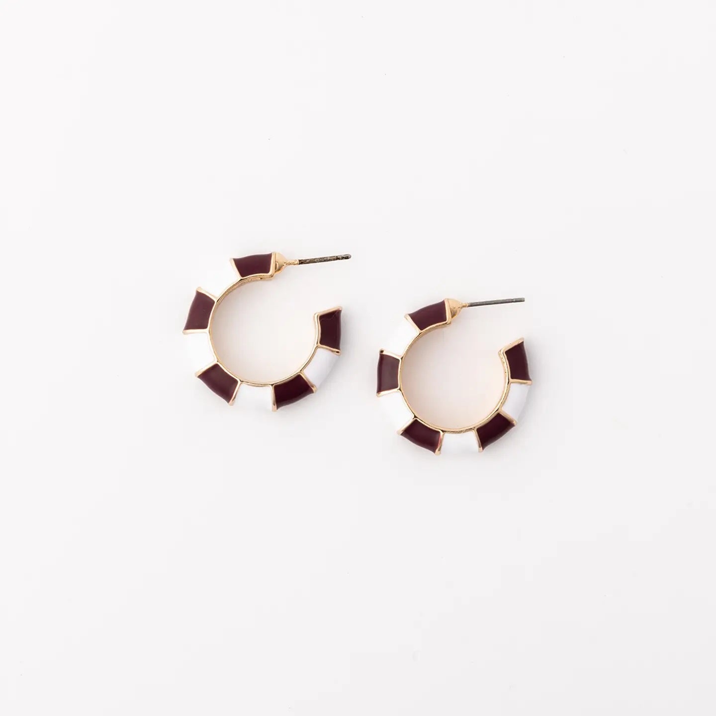 Ashlynn Maroon & White Earrings