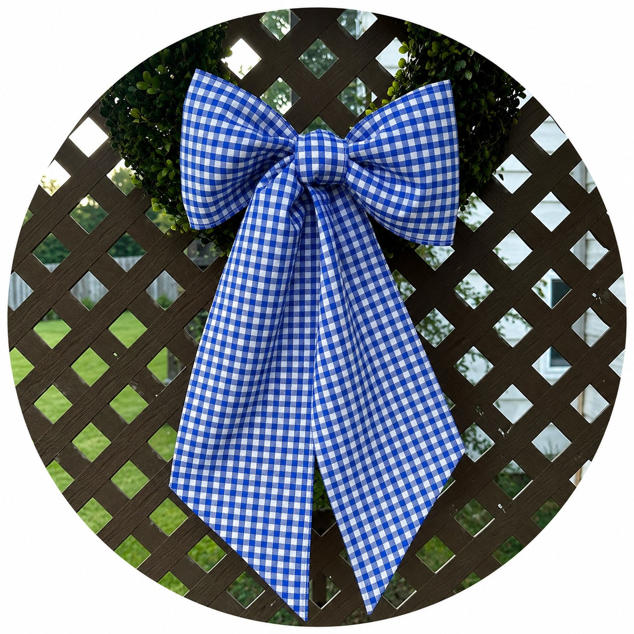 Blue Gingham Game Day Wreath Sash