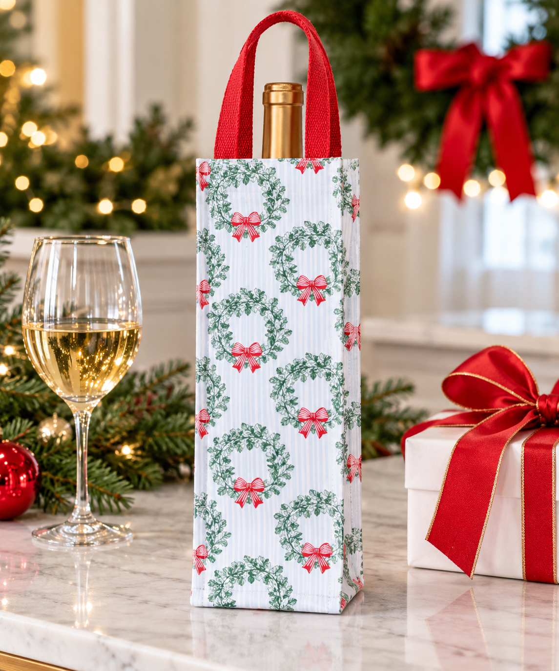 Christmas Wreath Wine Bag