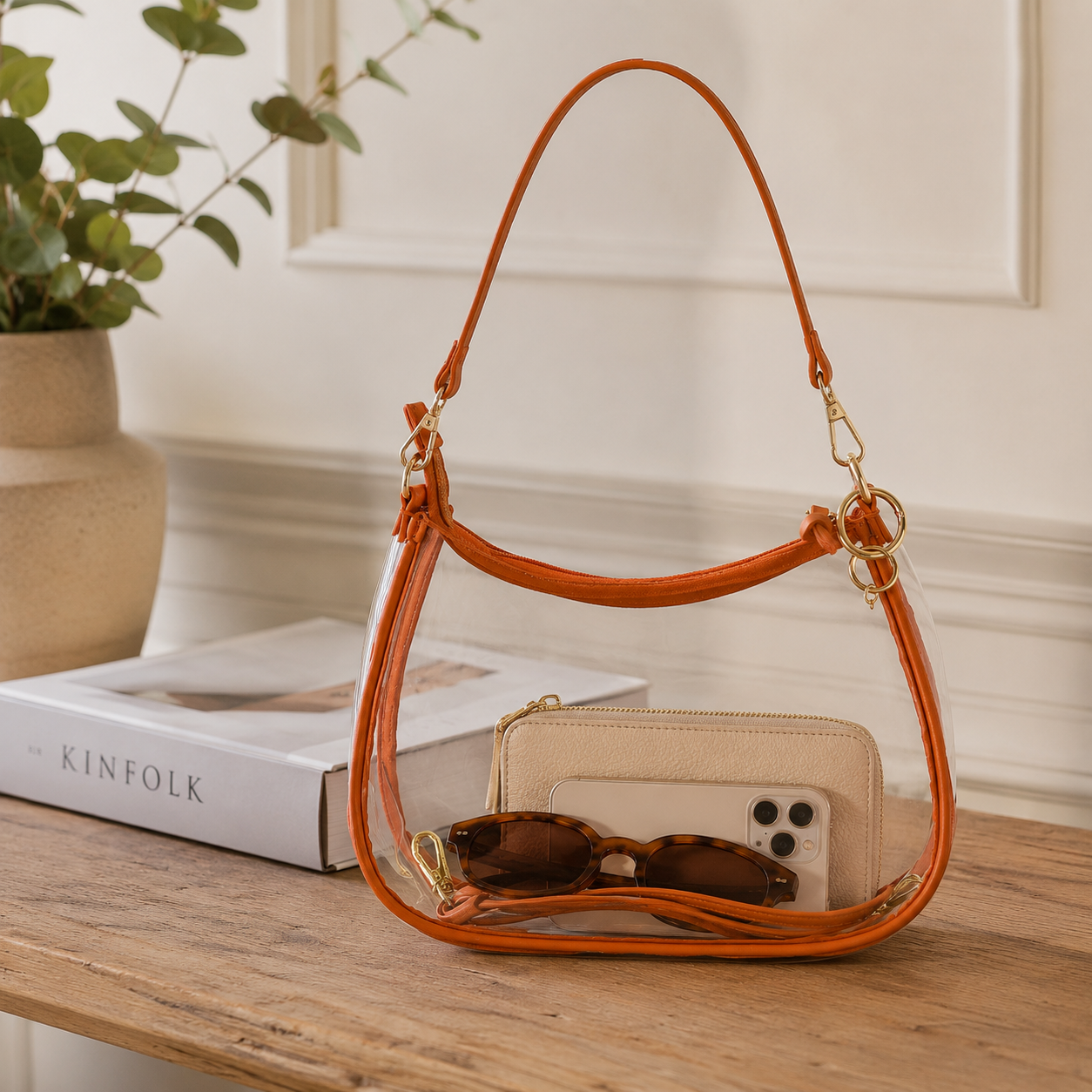 Sara Clear Purse | Burnt Orange