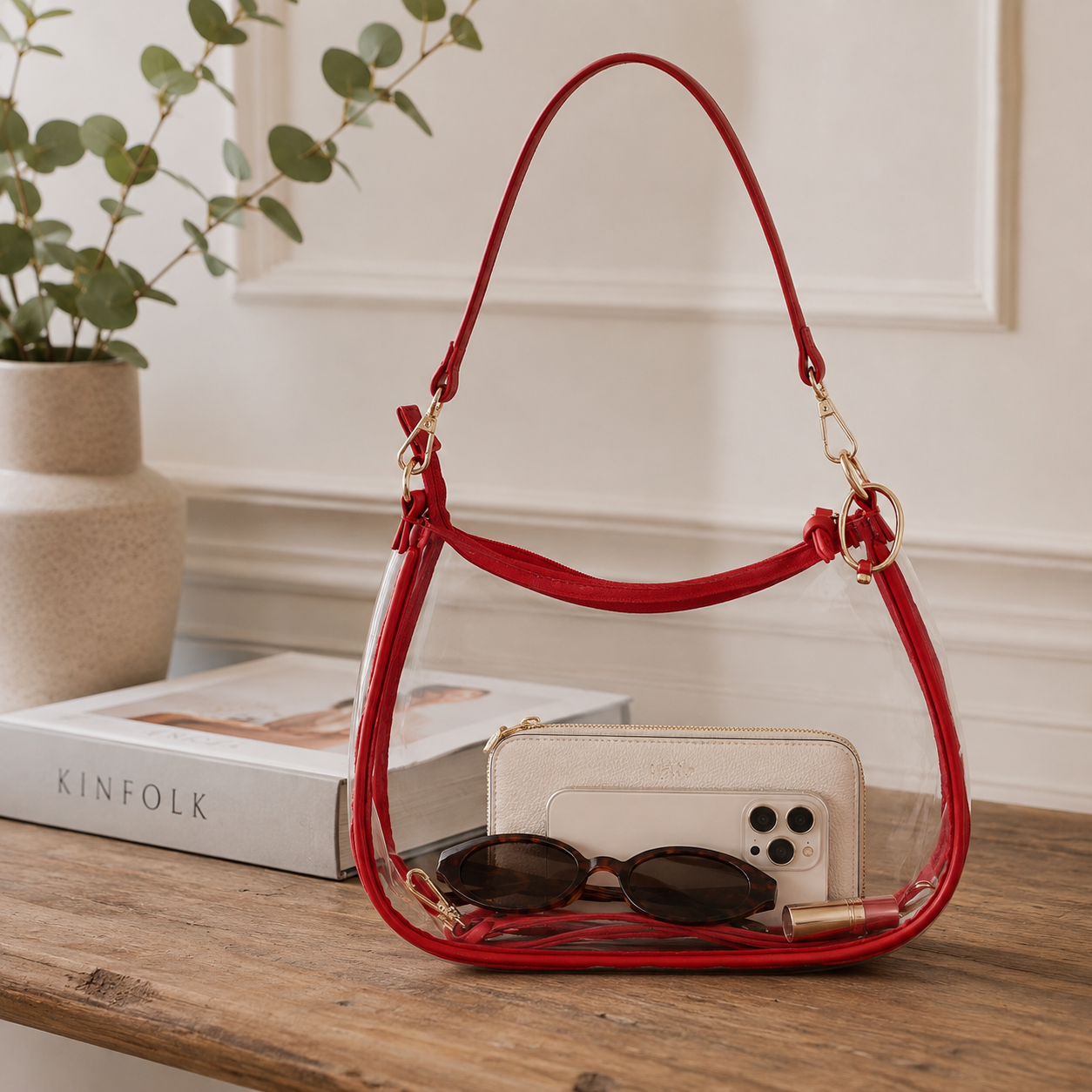 Sara Clear Purse | Crimson