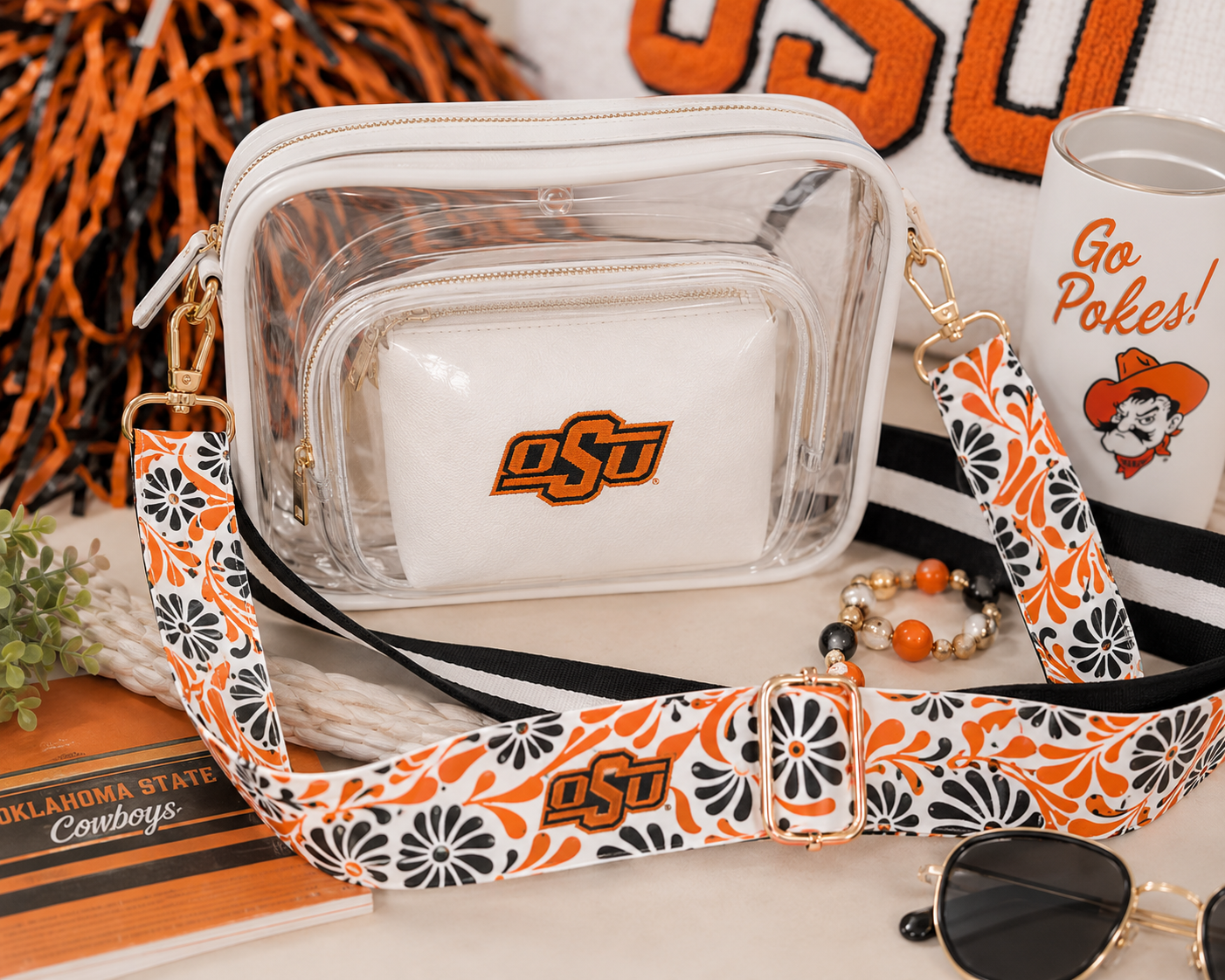 Oklahoma State Floral Purse Strap
