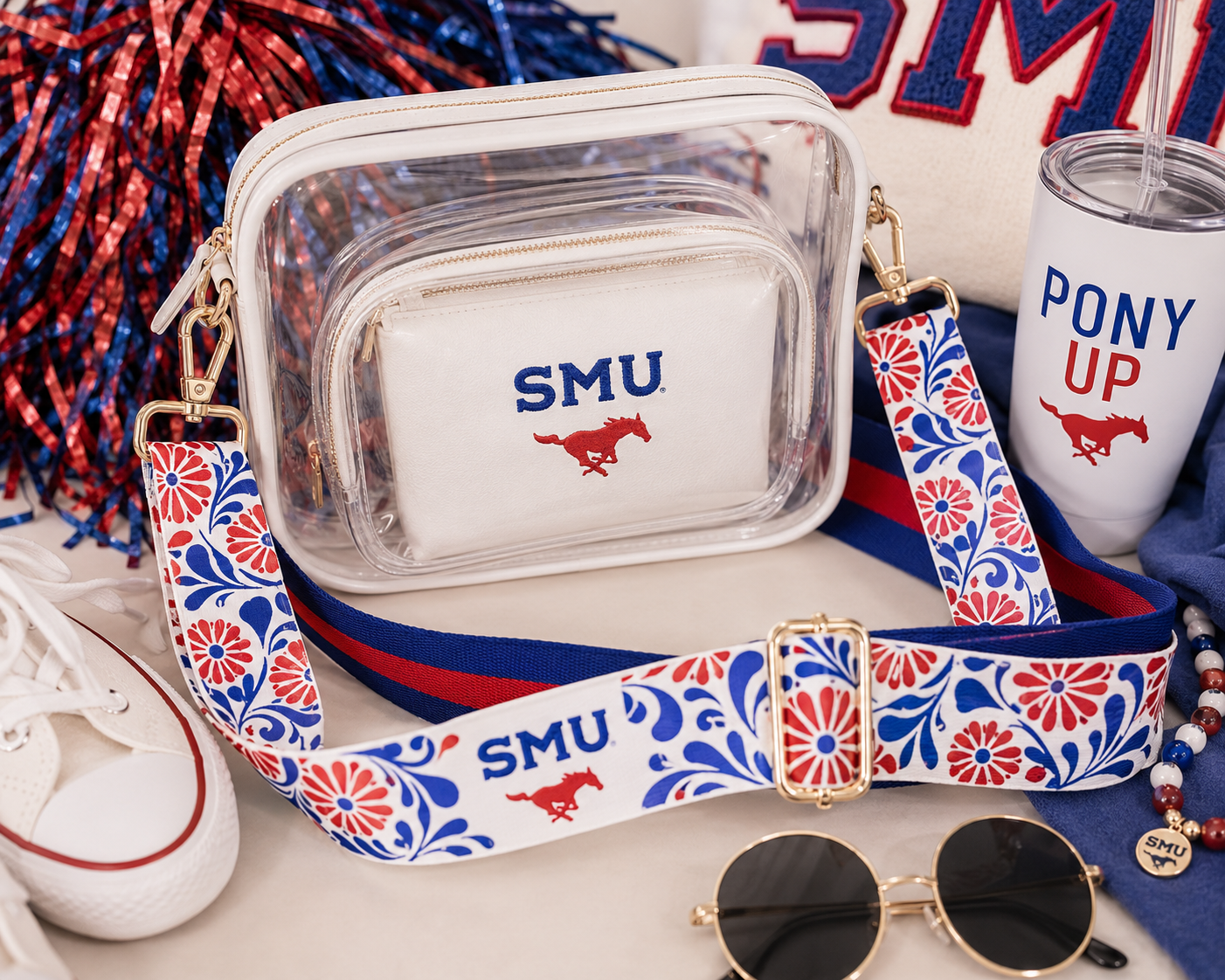SMU Floral Purse Strap