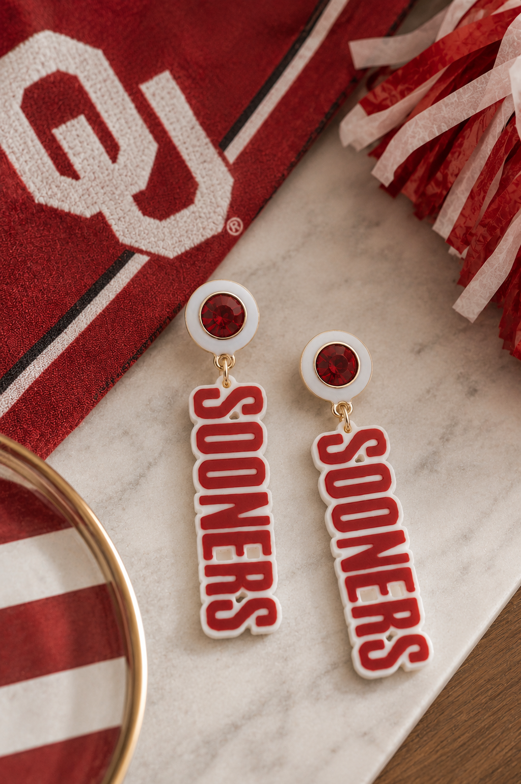 OU Resin Letter Earrings