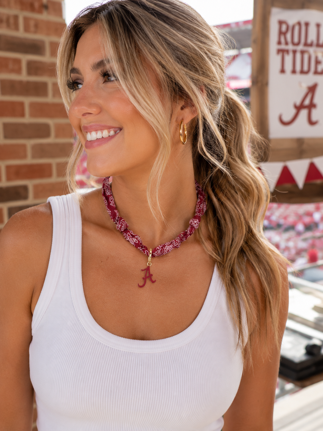 Alabama Logo Bandana Scarf Necklace