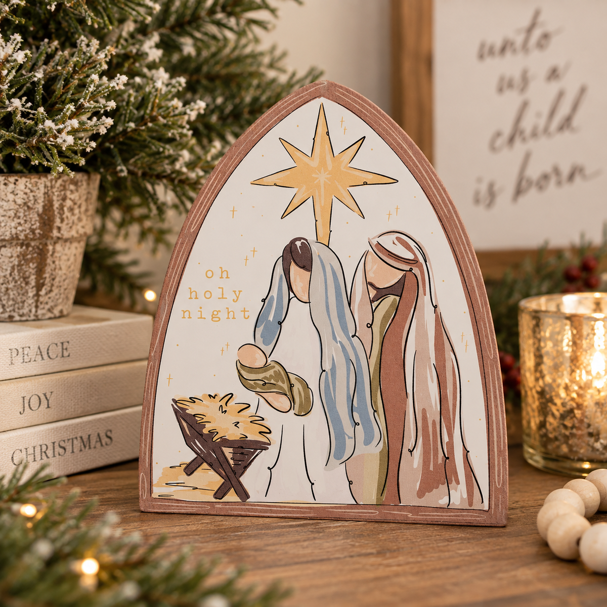 Neutral Nativity Wood Block