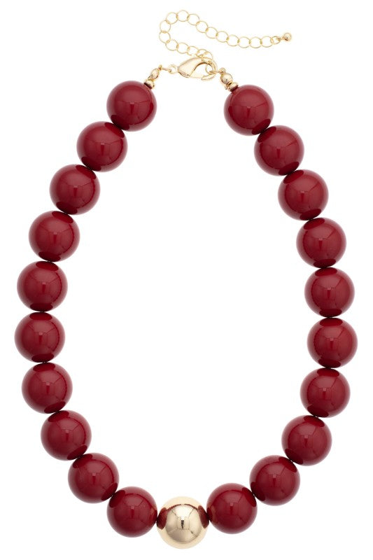 Marjorie Game Day Beaded Necklace | Crimson