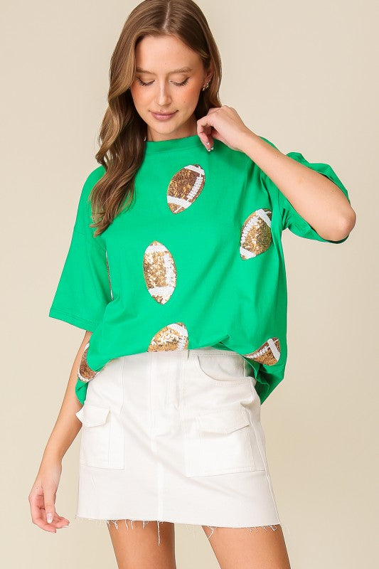 Game Day Dazzle Football Top | Green