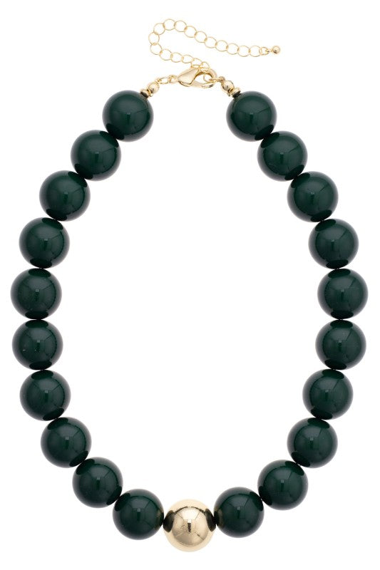 Marjorie Game Day Beaded Necklace | Green