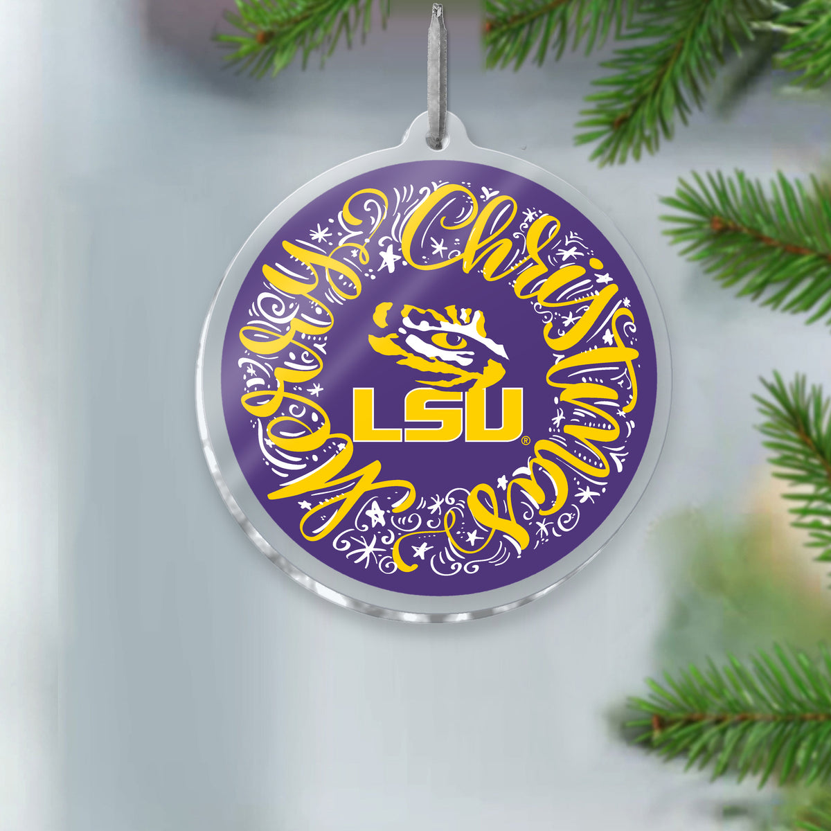 LSU Merry Christmas Ornament