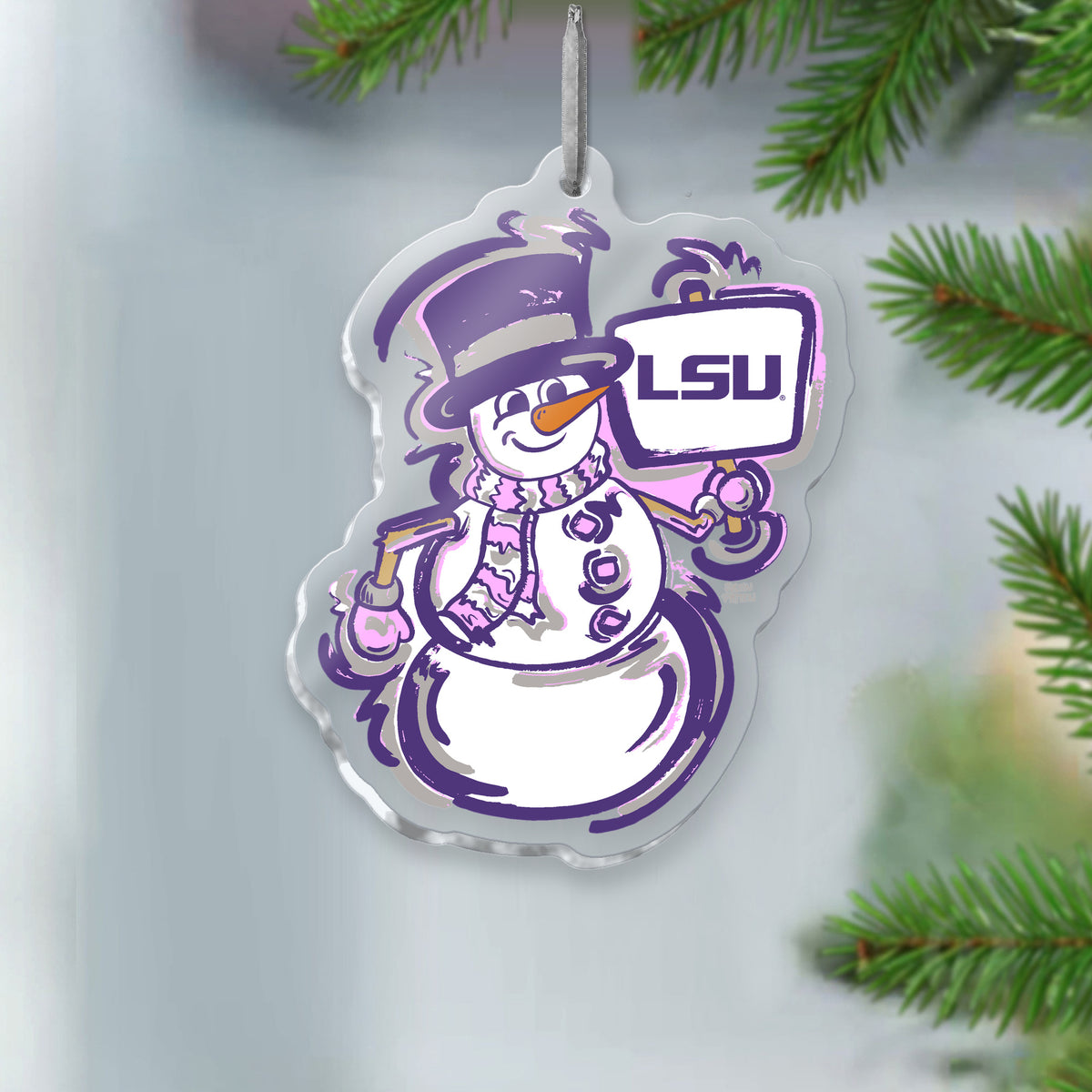 LSU Snowman Ornament