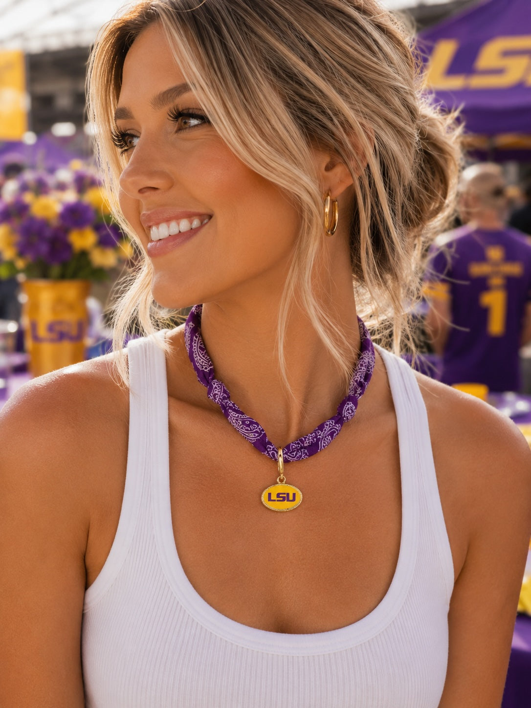 LSU Logo Bandana Scarf Necklace