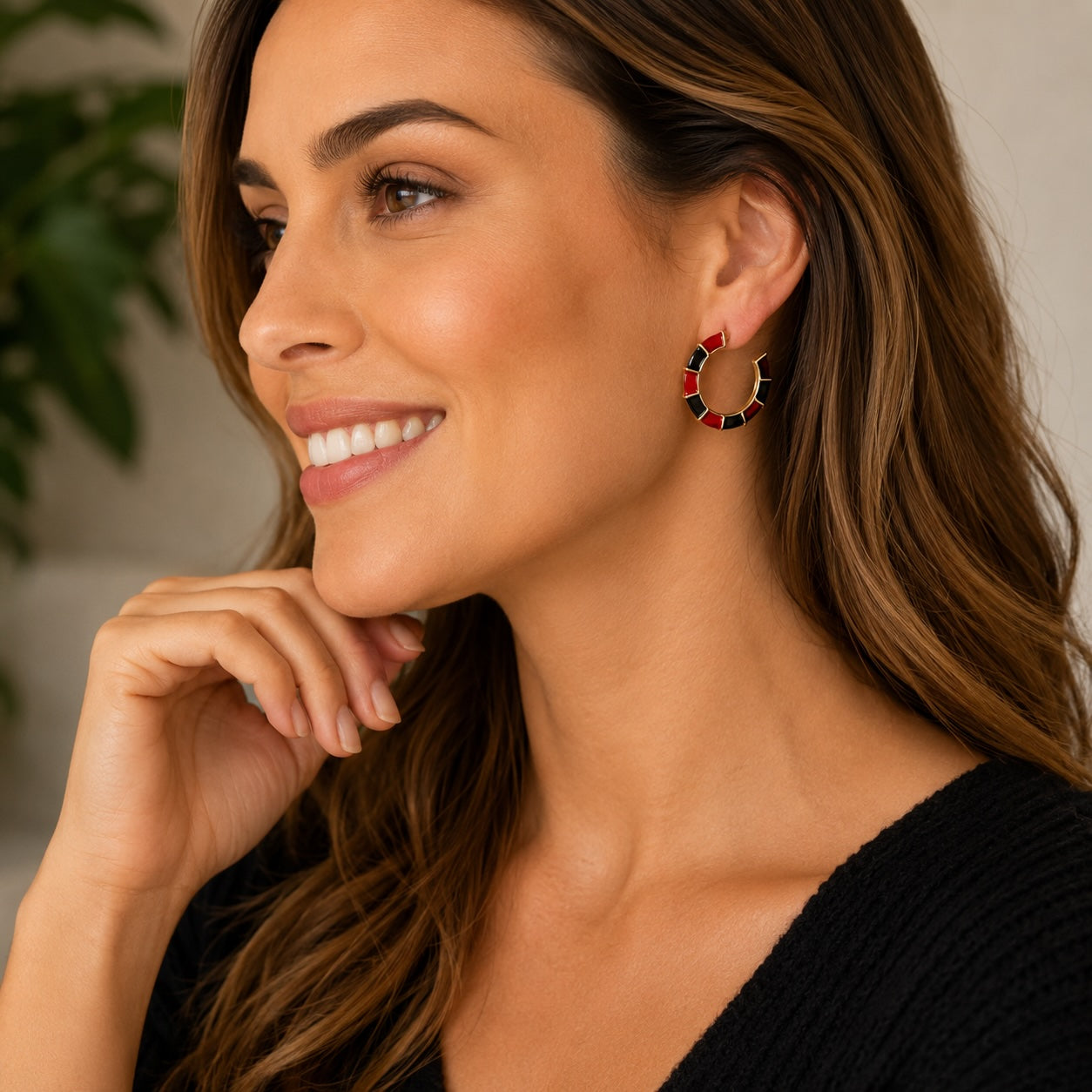 Ashlynn Red & Black Earrings
