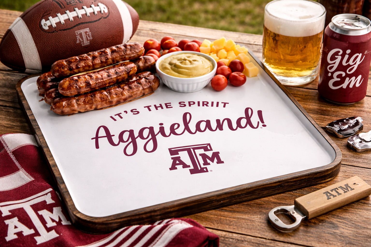 Texas A&M Sprit Mango Wood Tray