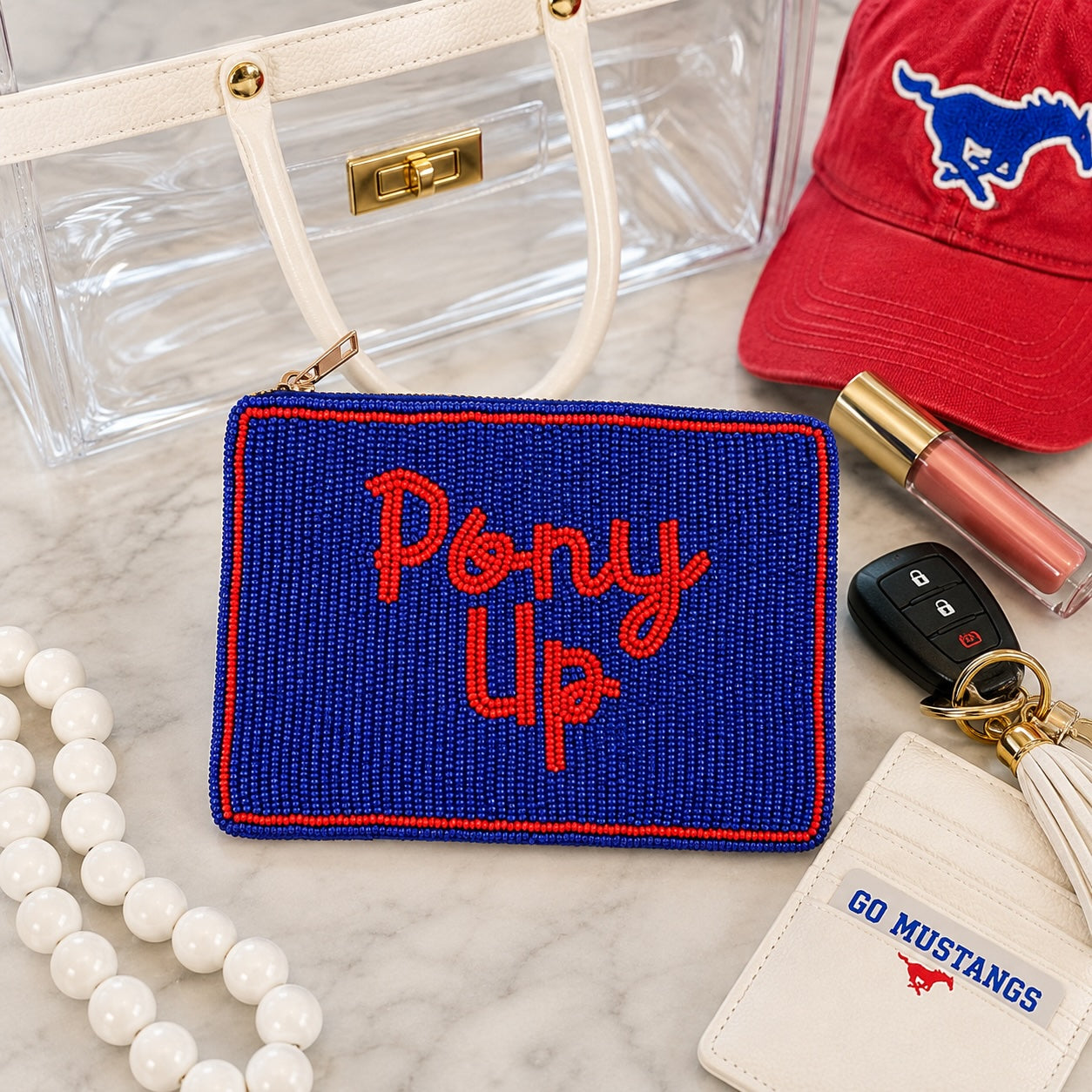 SMU Beaded Pouch