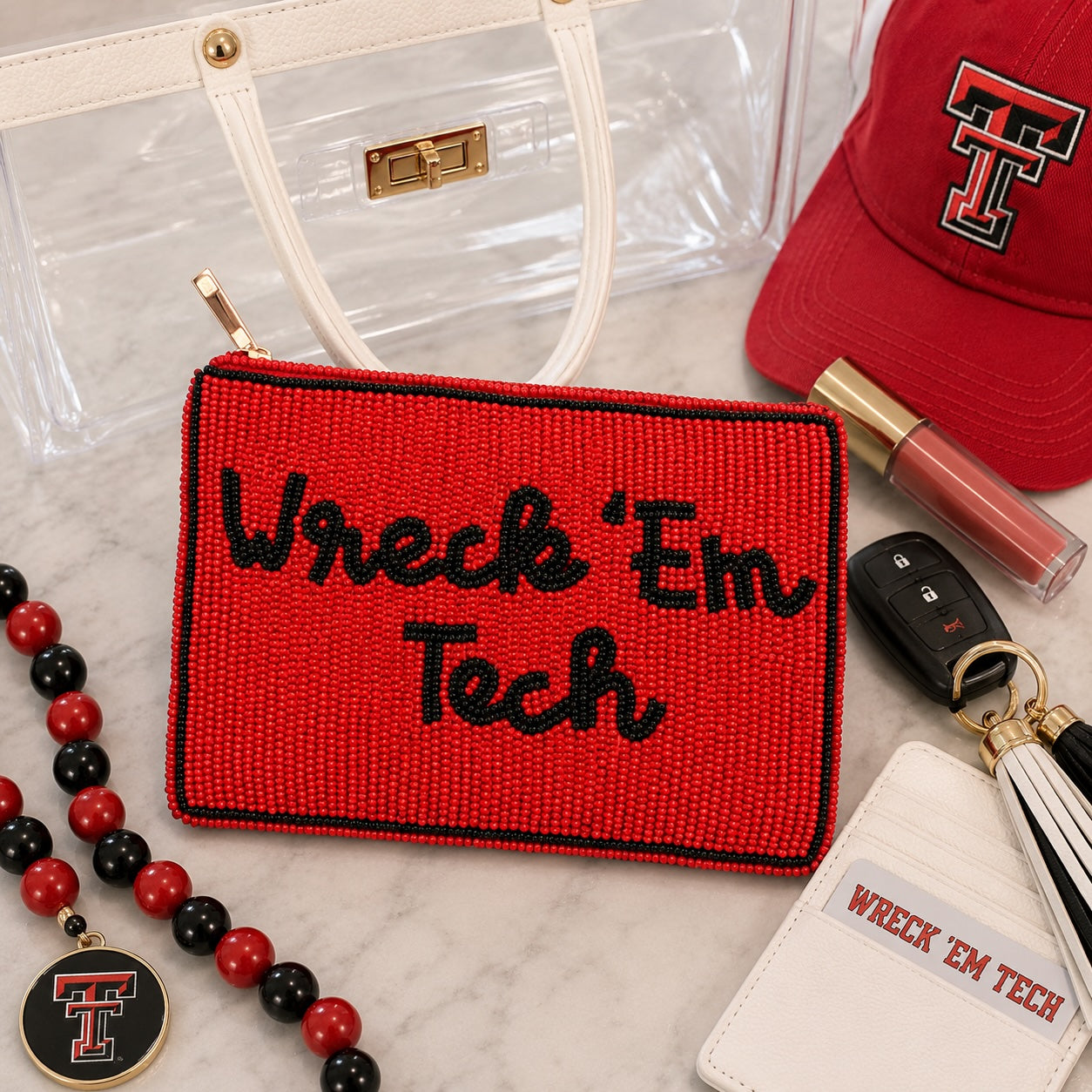 Texas Tech Beaded Pouch