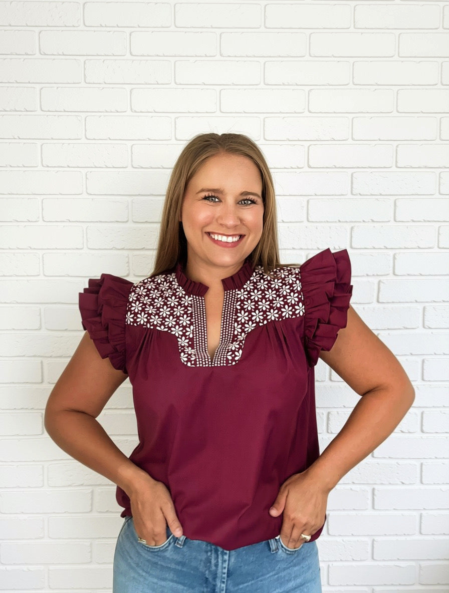 Game Day Fiesta Top| In Maroon