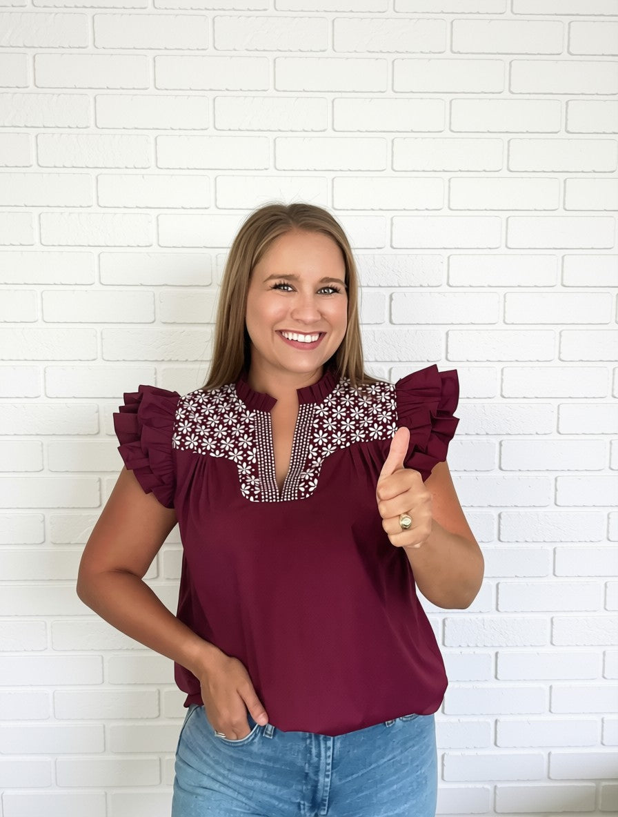 Game Day Fiesta Top| In Maroon