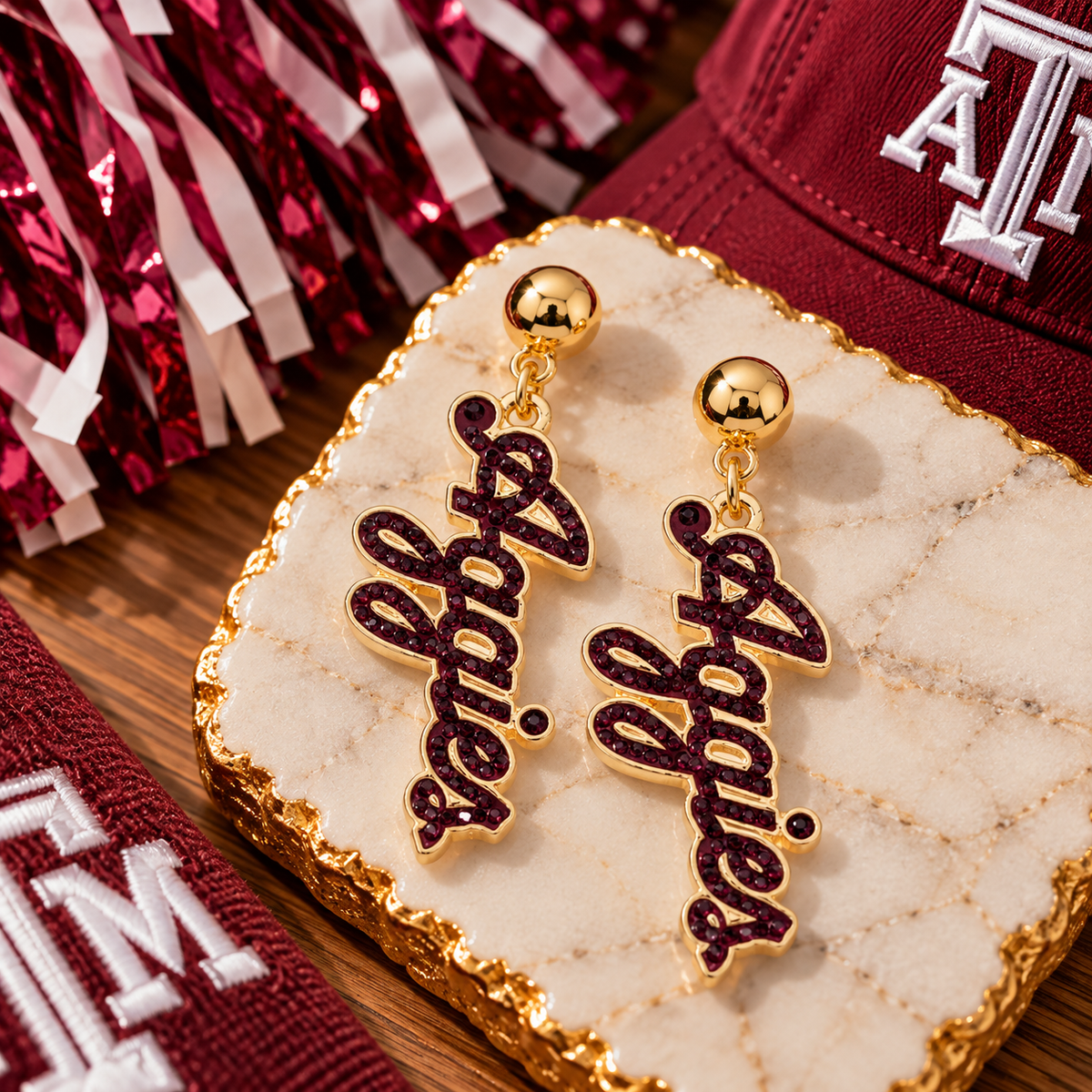 Texas A&M Pave Earrings
