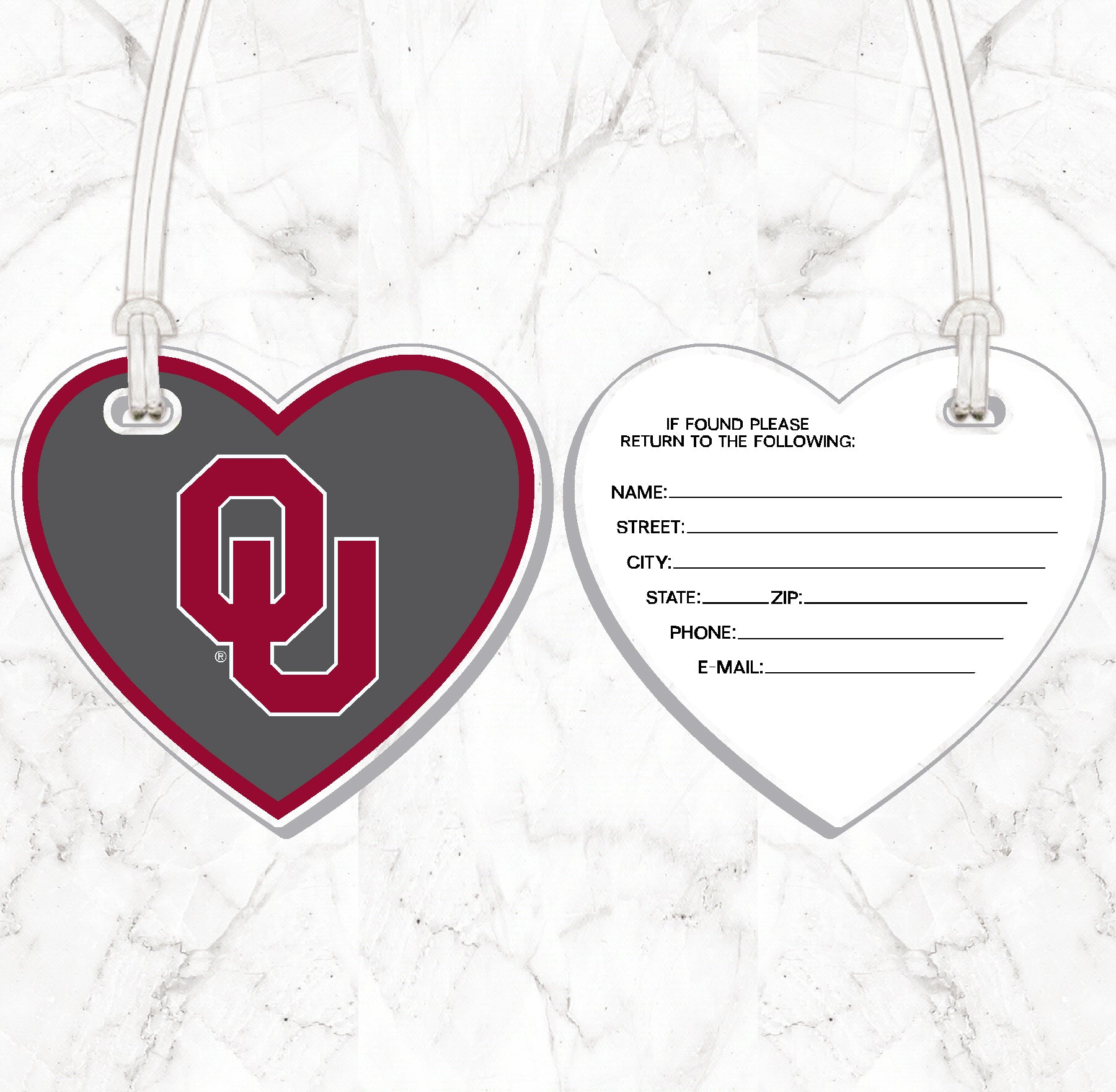 OU Heart Luggage Tag