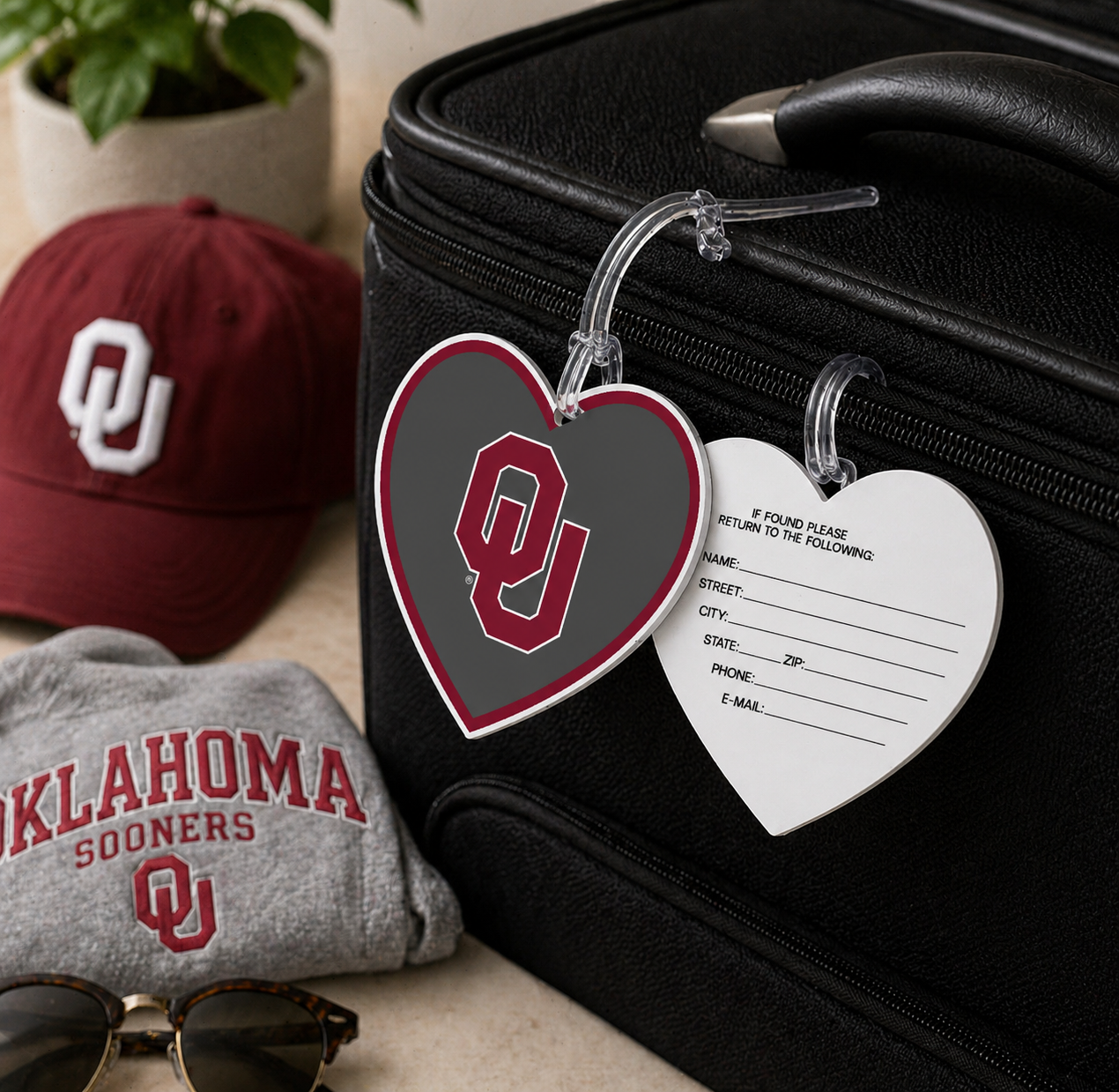 OU Heart Luggage Tag